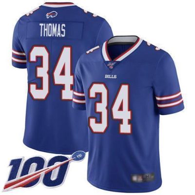 Buffalo Bills #34 Thurman Thomas Royal Blue Team Color Stitched NFL 100th Season Vapor Limited Jersey