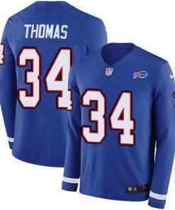 Buffalo Bills #34 Thurman Thomas Royal Blue Team Color Stitched NFL Limited Therma Long Sleeve Jersey