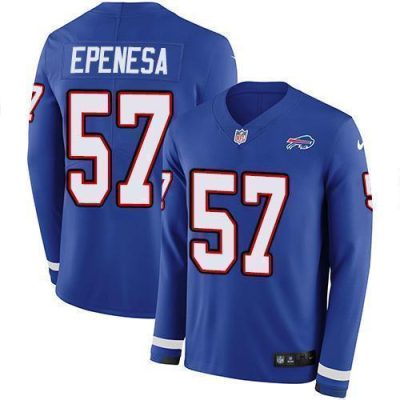 Buffalo Bills #57 A.J. Epenesas Royal Blue Team Color Stitched NFL Limited Therma Long Sleeve Jersey