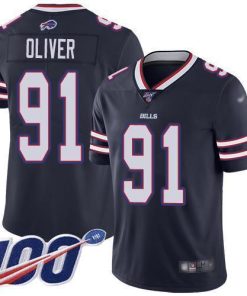 Buffalo Bills #91 Ed Oliver Navy Stitched NFL Limited Inverted Legend 100th Season Jersey
