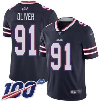 Buffalo Bills #91 Ed Oliver Navy Stitched NFL Limited Inverted Legend 100th Season Jersey