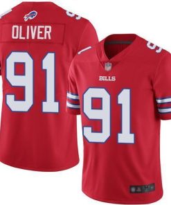 Buffalo Bills #91 Ed Oliver Red Stitched NFL Limited Rush Jersey