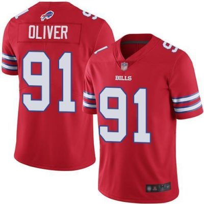 Buffalo Bills #91 Ed Oliver Red Stitched NFL Limited Rush Jersey