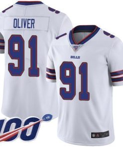 Buffalo Bills #91 Ed Oliver White Stitched NFL 100th Season Vapor Limited Jersey