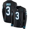 Nike Carolina Panthers #3 Will Grier Black Team Color Stitched NFL Limited Therma Long Sleeve Jersey