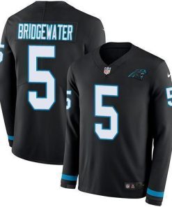 Nike Carolina Panthers #5 Teddy Bridgewater Black Team Color Stitched NFL Limited Therma Long Sleeve Jersey