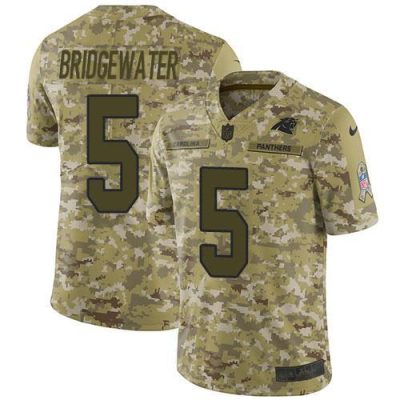 Nike Carolina Panthers #5 Teddy Bridgewater Camo Stitched NFL Limited 2018 Salute To Service Jersey