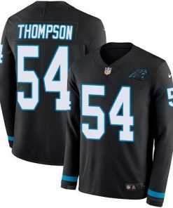 Nike Carolina Panthers #54 Shaq Thompson Black Team Color Stitched NFL Limited Therma Long Sleeve Jersey
