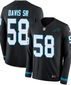 Nike Carolina Panthers #58 Thomas Davis Sr Black Team Color Stitched NFL Limited Therma Long Sleeve Jersey