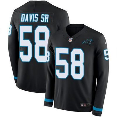 Nike Carolina Panthers #58 Thomas Davis Sr Black Team Color Stitched NFL Limited Therma Long Sleeve Jersey