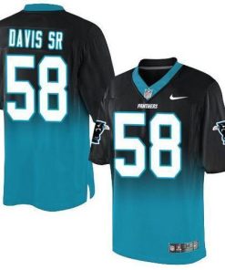 Nike Carolina Panthers #58 Thomas Davis Sr Black/Blue Stitched NFL Elite Fadeaway Fashion Jersey