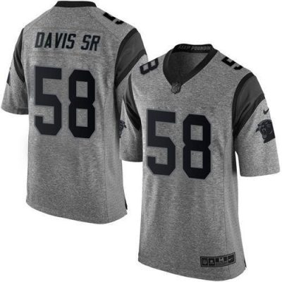 Nike Carolina Panthers #58 Thomas Davis Sr Gray Stitched NFL Limited Gridiron Gray Jersey