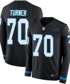 Nike Carolina Panthers #70 Trai Turner Black Team Color Stitched NFL Limited Therma Long Sleeve Jersey
