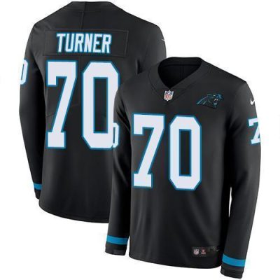 Nike Carolina Panthers #70 Trai Turner Black Team Color Stitched NFL Limited Therma Long Sleeve Jersey