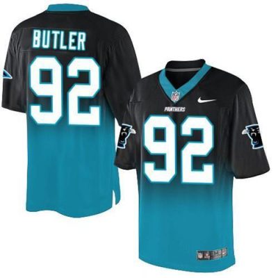 Nike Carolina Panthers #92 Vernon Butler Black/Blue Stitched NFL Elite Fadeaway Fashion Jersey