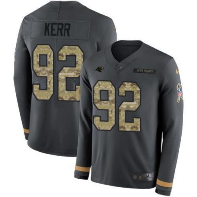 Nike Carolina Panthers #92 Zach Kerr Anthracite Salute to Service Stitched NFL Limited Therma Long Sleeve Jersey