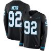 Nike Carolina Panthers #92 Zach Kerr Black Team Color Stitched NFL Limited Therma Long Sleeve Jersey