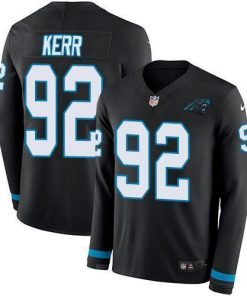 Nike Carolina Panthers #92 Zach Kerr Black Team Color Stitched NFL Limited Therma Long Sleeve Jersey