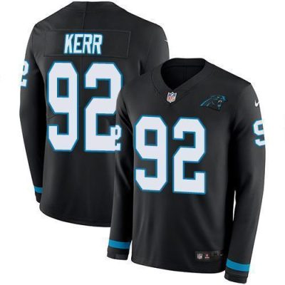 Nike Carolina Panthers #92 Zach Kerr Black Team Color Stitched NFL Limited Therma Long Sleeve Jersey