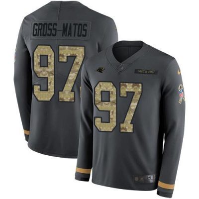 Nike Carolina Panthers #97 Yetur Gross-Matos Anthracite Salute to Service Stitched NFL Limited Therma Long Sleeve Jersey