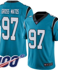 Nike Carolina Panthers #97 Yetur Gross-Matos Blue Stitched NFL Limited Rush 100th Season Jersey