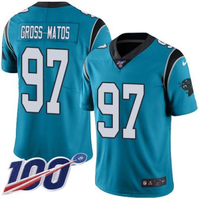 Nike Carolina Panthers #97 Yetur Gross-Matos Blue Stitched NFL Limited Rush 100th Season Jersey