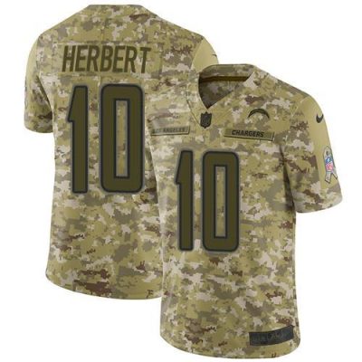 Nike Chargers #10 Justin Herbert Camo Stitched NFL Limited 2018 Salute To Service Jersey