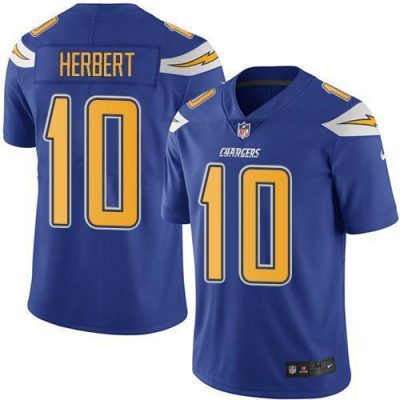 Nike Chargers #10 Justin Herbert Electric Blue Stitched NFL Limited Rush Jersey