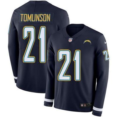 Nike Chargers #21 LaDainian Tomlinson Navy Blue Team Color Stitched NFL Limited Therma Long Sleeve Jersey