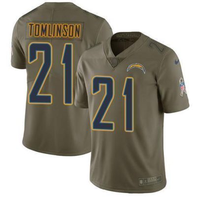 Nike Chargers #21 LaDainian Tomlinson Olive Stitched NFL Limited 2017 Salute To Service Jersey