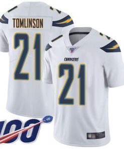 Nike Chargers #21 LaDainian Tomlinson White Stitched NFL 100th Season Vapor Limited Jersey