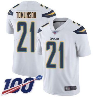 Nike Chargers #21 LaDainian Tomlinson White Stitched NFL 100th Season Vapor Limited Jersey