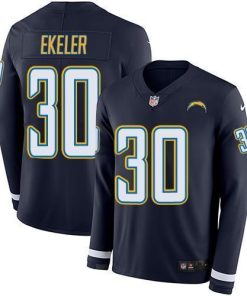 Nike Chargers #30 Austin Ekeler Navy Blue Team Color Stitched NFL Limited Therma Long Sleeve Jersey