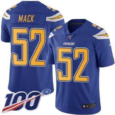 Nike Chargers #52 Khalil Mack Electric Blue Stitched NFL Limited Rush 100th Season Jersey