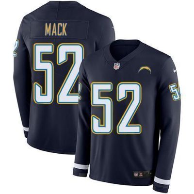 Nike Chargers #52 Khalil Mack Navy Blue Team Color Stitched NFL Limited Therma Long Sleeve Jersey