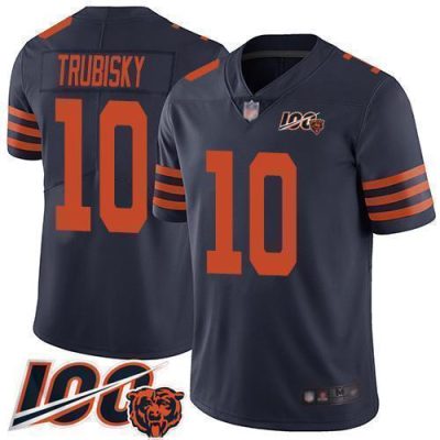 Nike Chicago Bears #10 Mitchell Trubisky Navy Blue Alternate Stitched NFL 100th Season Vapor Limited Jersey