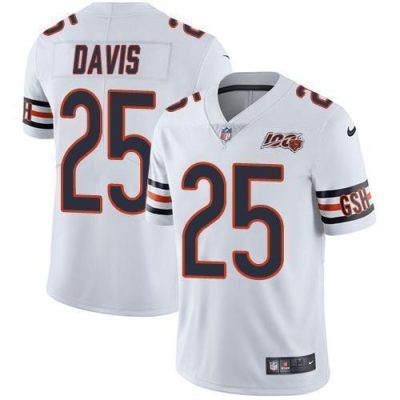Nike Chicago Bears #25 Mike Davis White 100th Season Stitched NFL Vapor Untouchable Limited Jersey