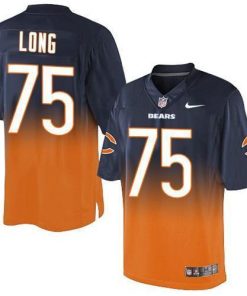 Nike Chicago Bears #75 Kyle Long Navy Blue/Orange Stitched NFL Elite Fadeaway Fashion Jersey