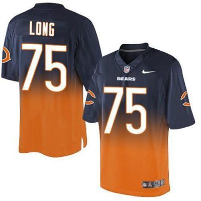 Nike Chicago Bears #75 Kyle Long Navy Blue/Orange Stitched NFL Elite Fadeaway Fashion Jersey