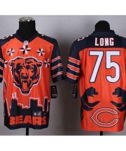 Nike Chicago Bears #75 Kyle Long Orange Stitched NFL Elite Noble Fashion Jersey