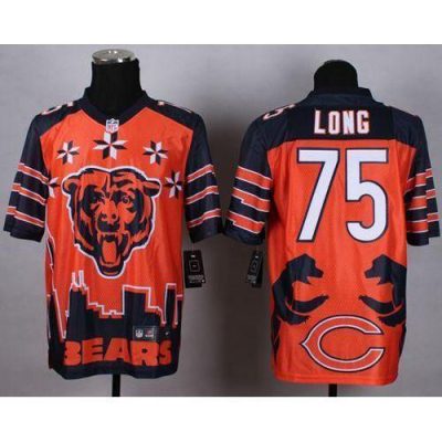 Nike Chicago Bears #75 Kyle Long Orange Stitched NFL Elite Noble Fashion Jersey