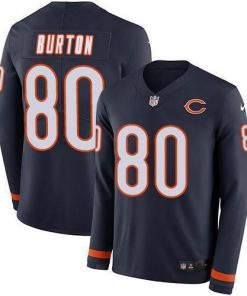 Nike Chicago Bears #80 Trey Burton Navy Blue Team Color Stitched NFL Limited Therma Long Sleeve Jersey