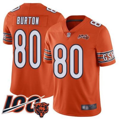 Nike Chicago Bears #80 Trey Burton Orange Stitched NFL Limited Rush 100th Season Jersey