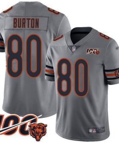 Nike Chicago Bears #80 Trey Burton Silver Stitched NFL Limited Inverted Legend 100th Season Jersey