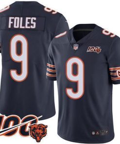 Nike Chicago Bears #9 Nick Foles Navy Blue Team Color Stitched NFL 100th Season Vapor Untouchable Limited Jersey