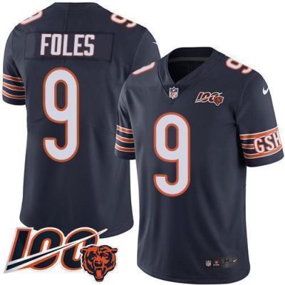 Nike Chicago Bears #9 Nick Foles Navy Blue Team Color Stitched NFL 100th Season Vapor Untouchable Limited Jersey