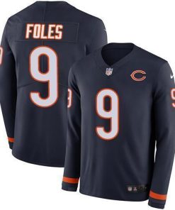Nike Chicago Bears #9 Nick Foles Navy Blue Team Color Stitched NFL Limited Therma Long Sleeve Jersey
