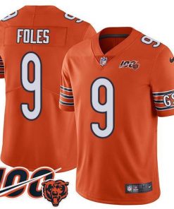Nike Chicago Bears #9 Nick Foles Orange Stitched NFL Limited Rush 100th Season Jersey