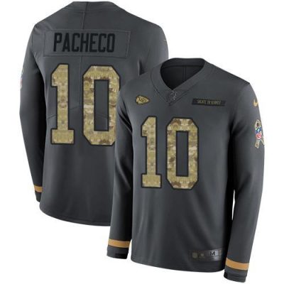 Nike Chiefs #10 Isiah Pacheco Anthracite Salute To Service Stitched NFL Limited Therma Long Sleeve Jersey