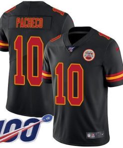 Nike Chiefs #10 Isiah Pacheco Black Stitched NFL Limited Rush 100th Season Jersey